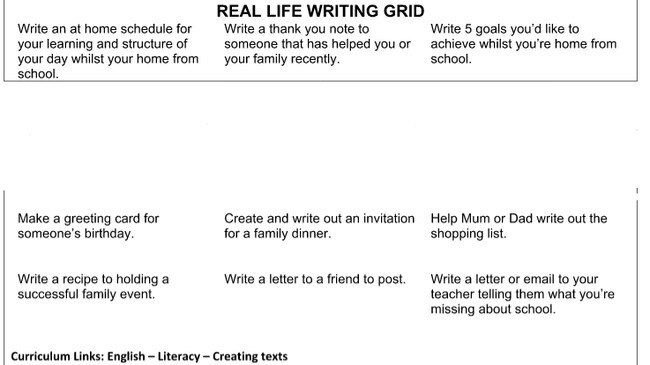 The real life writing grid.