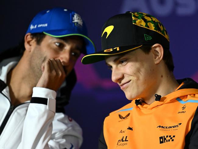 Daniel Ricciardo and Oscar Piastri ahead of the Australian Grand Prix. Picture: Getty Images