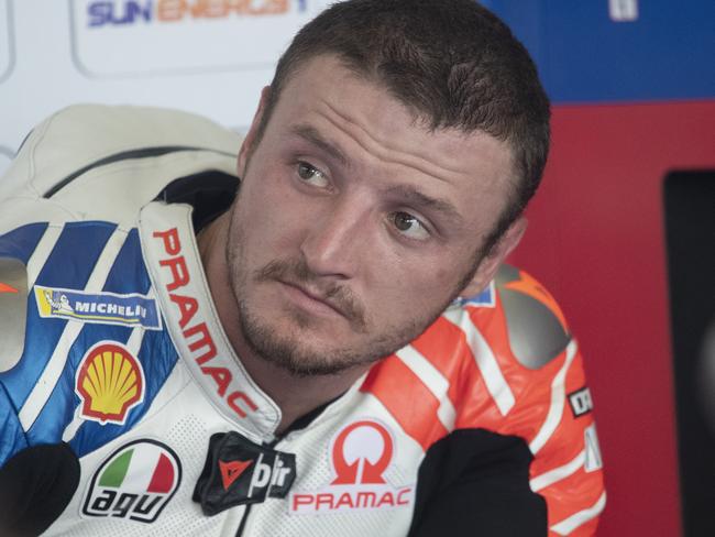 BANGKOK, THAILAND - OCTOBER 04: Jack Miller of Australia and Pramac Racing  looks on in box during the MotoGP of Thailand - Free Practice on October 04, 2019 in Bangkok, Thailand. (Photo by Mirco Lazzari gp/Getty Images)