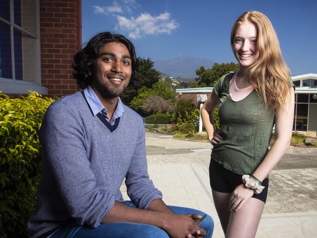 Friends students Sajiv Rao, 17 and Emilie Ayre, 18 participated in the International Baccalaureate. Picture: LUKE BOWDEN