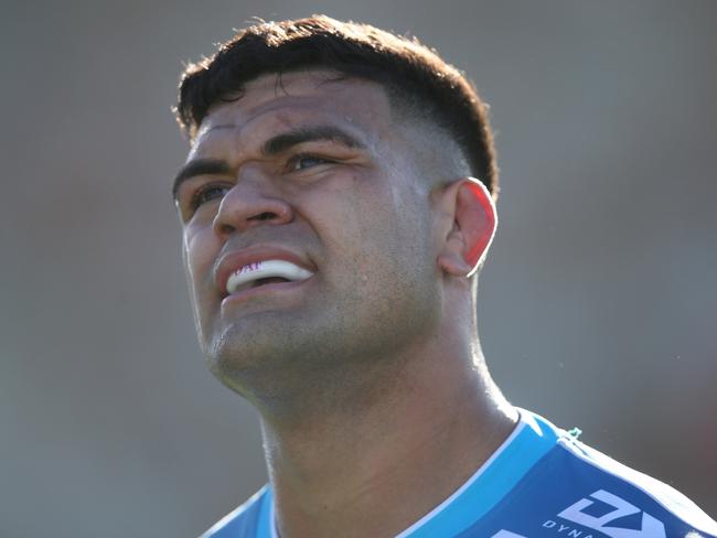 WOLLONGONG, AUSTRALIA - AUGUST 21: David Fifita of the Titans looks on during the round 23 NRL match between the St George Illawarra Dragons and the Gold Coast Titans at WIN Stadium on August 21, 2022 in Wollongong, Australia. (Photo by Jason McCawley/Getty Images)