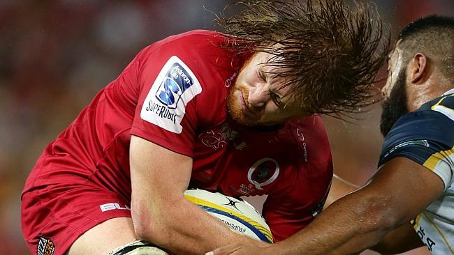 Ed Quirk of the Reds during the Super Rugby match between the Queensland Reds and the Brumbies. Pic Darren England.