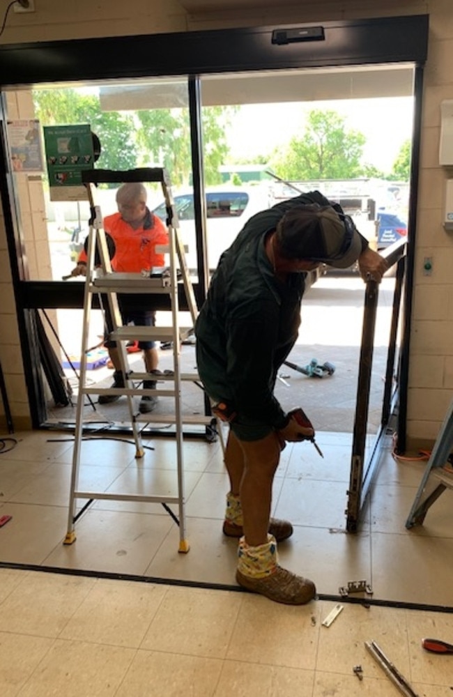 Multiple tradies came to help the store owners repair. Picture: Supplied