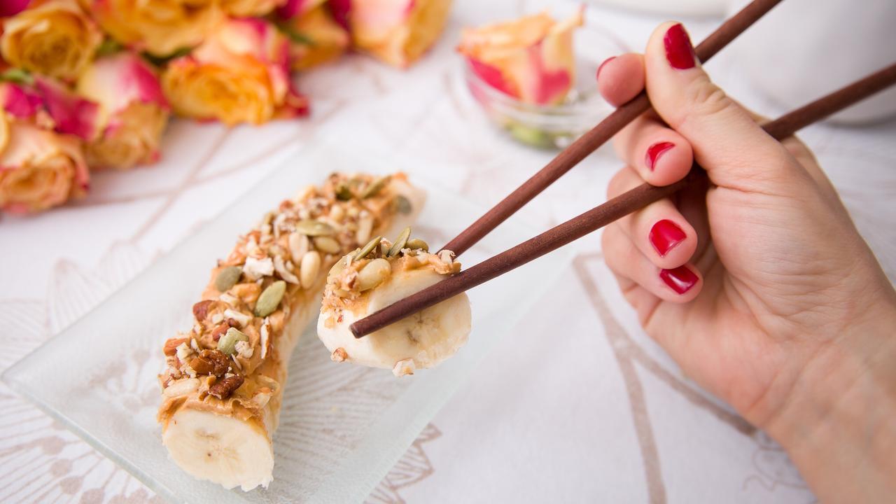 Banana sushi goes great with nuts.