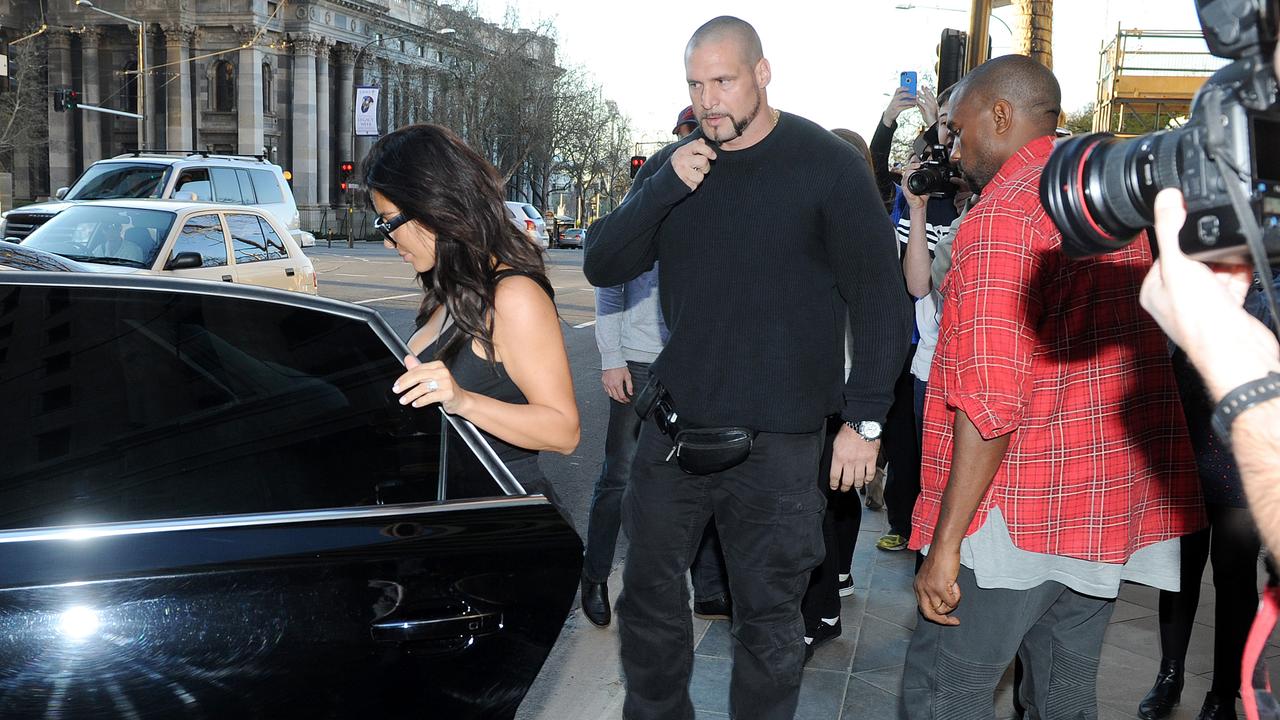 Kim Kardashian and Kanye West leave Jamie's Italian restaurant on King William Street in 2014. Picture: Naomi Jellicoe