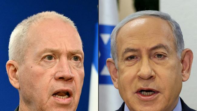 Israel's Defence Minister Yoav Gallant and Prime Minister Benjamin Netanyahu.