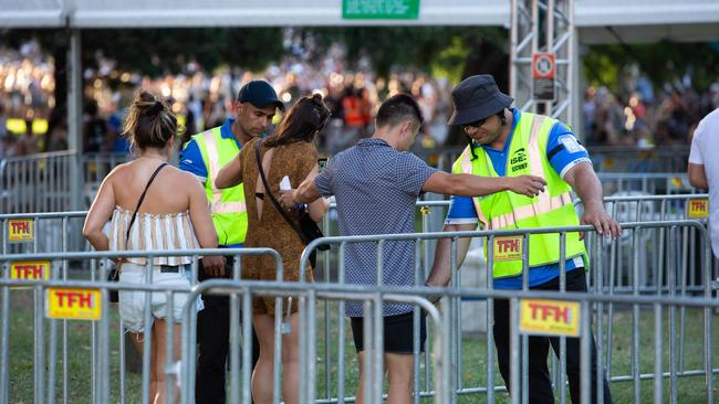 Festival-goers are searched before entering Field Day. 