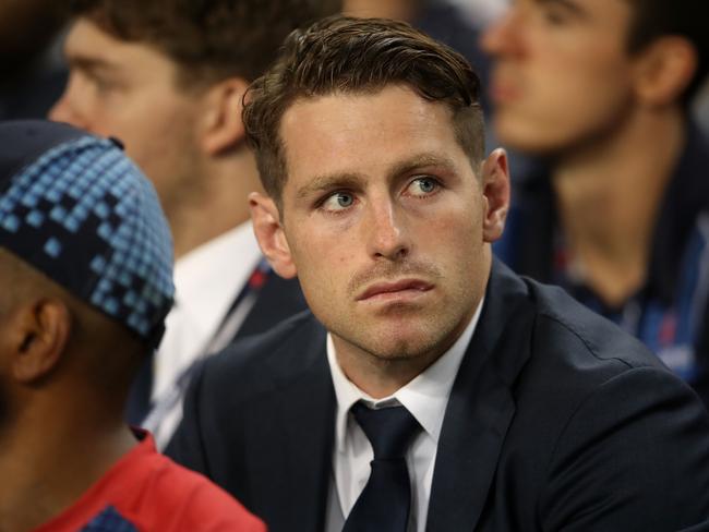 SYDNEY, AUSTRALIA - MARCH 18:  Bernard Foley of the Waratahs watches on from the grandstand during the round four Super Rugby match between the Waratahs and the Brumbies at Allianz Stadium on March 18, 2017 in Sydney, Australia.  (Photo by Mark Kolbe/Getty Images)