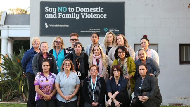 Representatives from the Macarthur Legal Centre and other services which provide help for victims of domestic violence. Picture: Robert Pozo