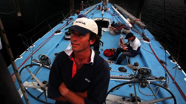 David Witt fitting on Nokia prior to the fateful 1998 Sydney to Hobart. 