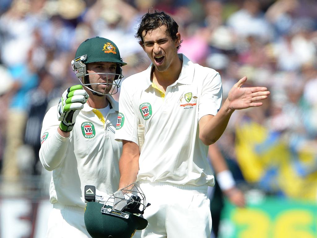 Agar heads off after being dismissed for 98 on Test debut in 2013. Picture: AFP Photo /Andrew Yates