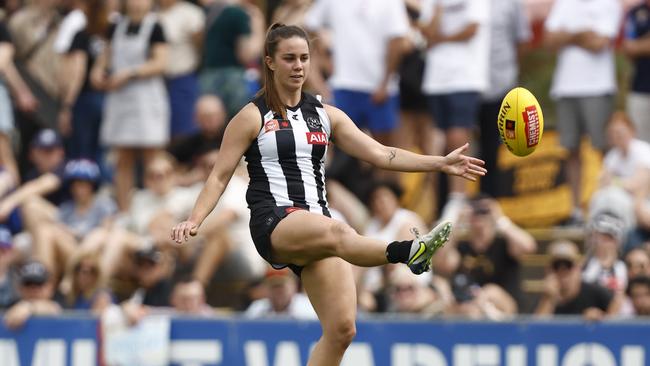 Chloe Molloy of Collingwood during her team’s win in the AFLW Elimination Final against the Western Bulldogs this year. (Photo by Darrian Traynor/Getty Images)