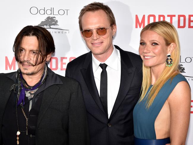 Actors Johnny Depp, Paul Bettany and Gwyneth Paltrow.