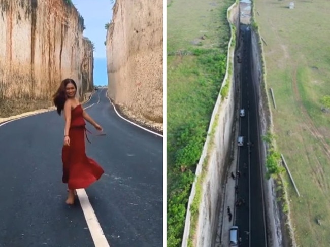 There’s a road located in the tourist hotspot of Bali that is causing quite the stir online. Cutting through a cliff face, the 300 metre long road leads to the popular Pandawa Beach at Badung in South Kuta.