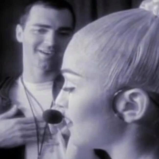 Christopher with Madonna on the Blonde Ambition tour, as seen in the film In Bed with Madonna.