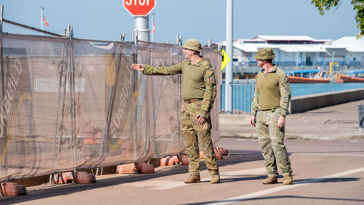 Australian Defence Force Warrant Corporal Russell and Warrant Officer Kyle Johnson Forrest was part of the detonation team that responded to a 50kg WWII-era Japanese bomb discovered at the Stokes Hill Wharf at the Darwin Waterfront. Picture: Pema Tamang Pakhrin