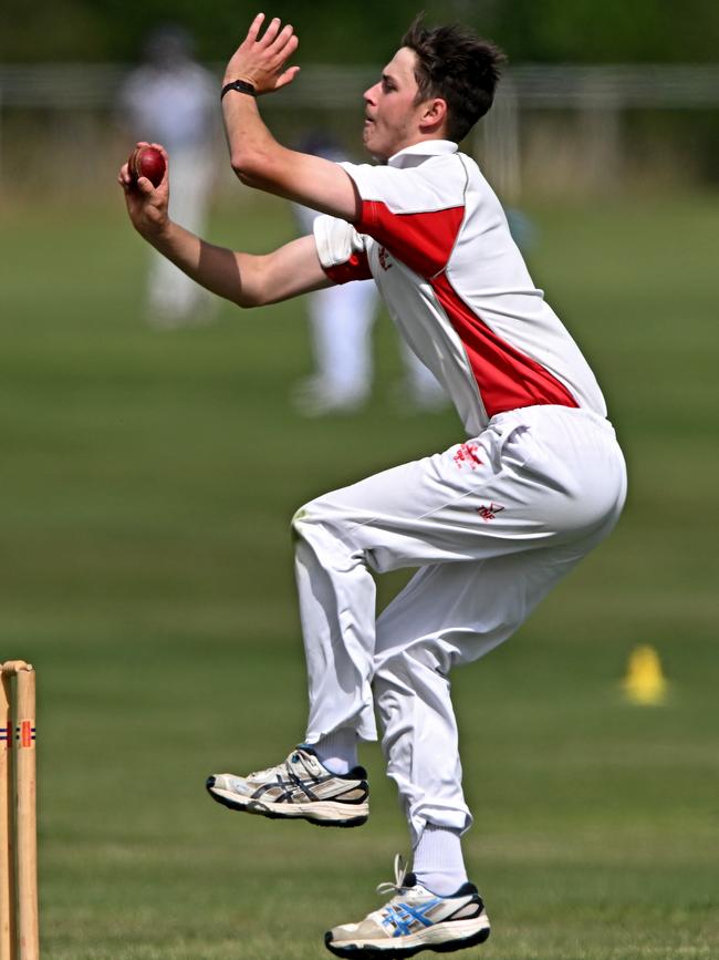 Darcy Thomas rolls the arm over for Gisborne. Picture: Andy Brownbill