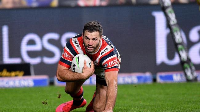 James Tedesco has broken the KFC SuperCoach point scoring record, with a score of 199 against the Bulldogs in Round 5. Picture: AAP.