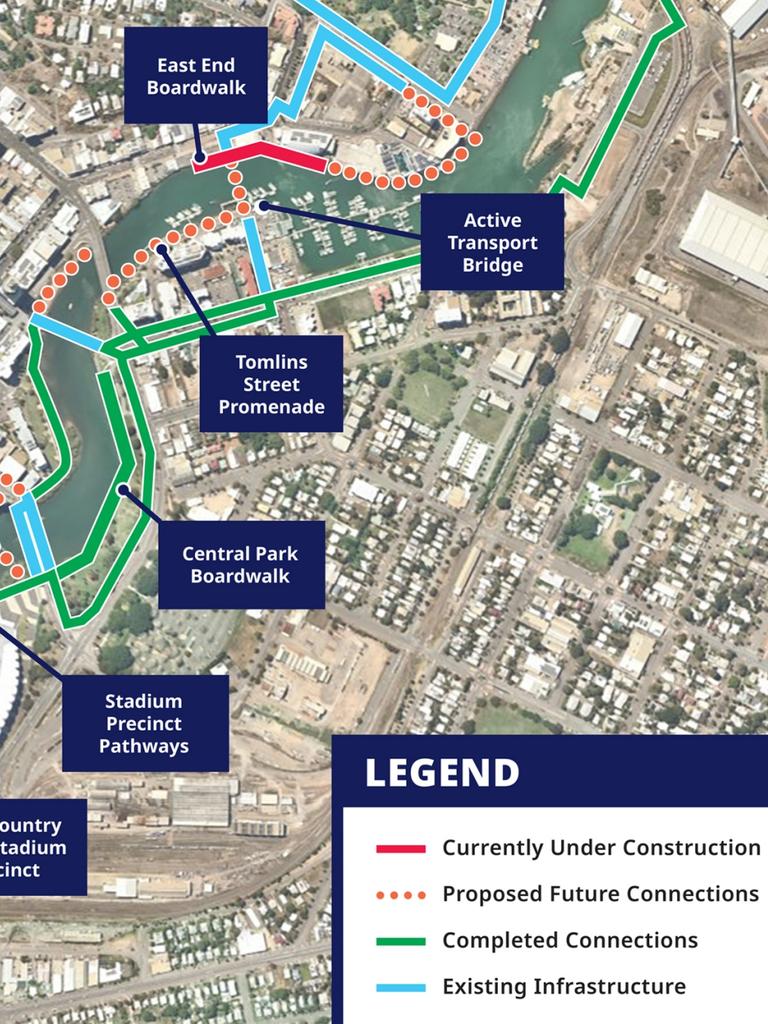 Updated image of the proposed Waterfront Promenade Network showing the removed section. Picture: TCC.