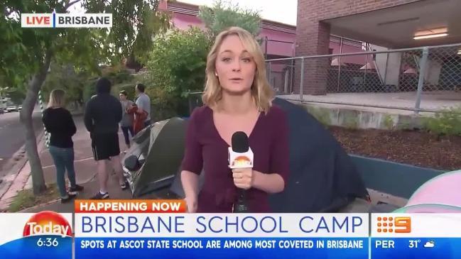 Parents camp out the front of Brisbane's Ascot School