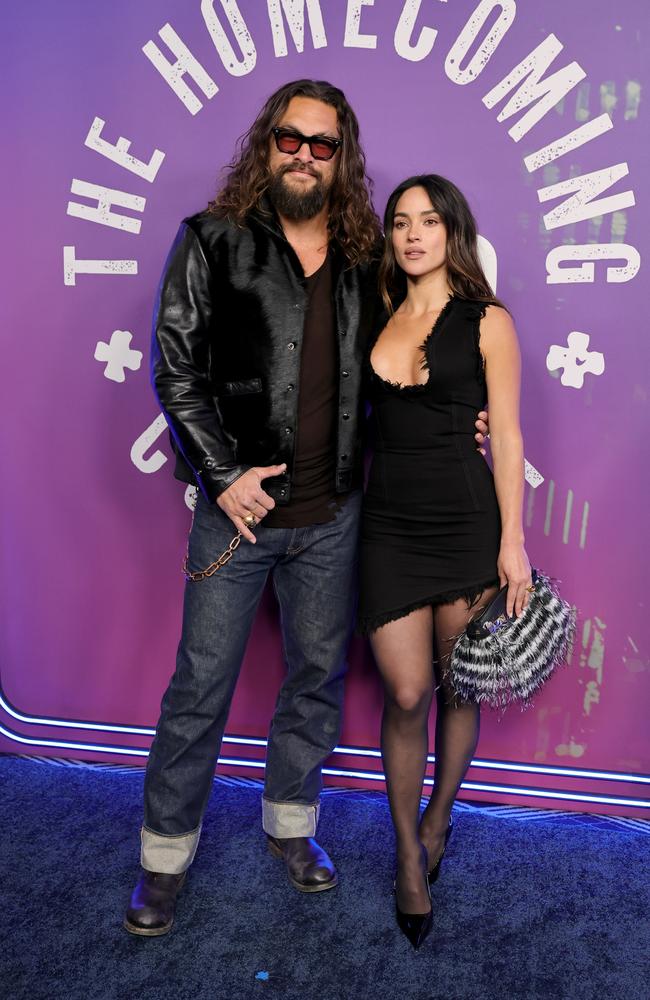 Jason Momoa and Adria Arjona make their red carpet debut. Picture: Dia Dipasupil/Getty