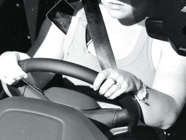 Supplied images of drivers using their phone and not wearing a seatbelt in QLD.