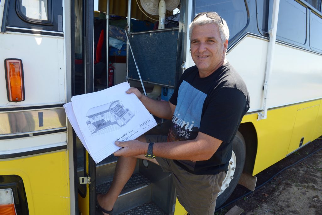 GRAND DESIGN: Phil Murphy is building a unique house on The Hummock out of shipping containers. Photo taken on 27 April 2015. Photo: Max Fleet / NewsMail. Picture: Max Fleet