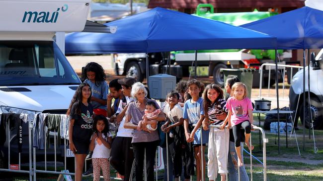 Wilcannia families quarantine in the local caravan park after being deemed close contacts of a Covid positive case. Picture: Toby Zerna