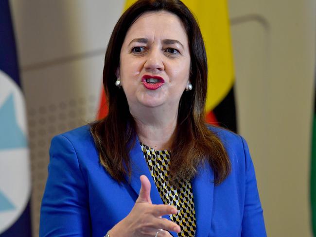 Premier Annastacia Palaszczuk talks to the media. Picture John Gass