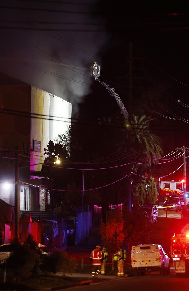 A storage facility in Kirrawee in the Sutherland Shire has burst into flames with dozens of fire and rescue personnel on the scene. Picture: Jonathan Ng