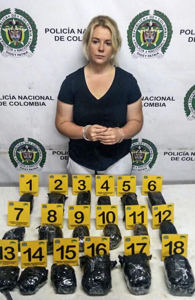 Cassie Sainsbury was arrested at El Dorado airport on April 11 and found in possession of 5.8 kilograms of cocaine in her suitcase.