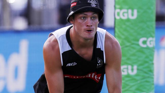 Darcy Moore has been training in defence but has had an interrupted pre-season. Picture: Michael Klein