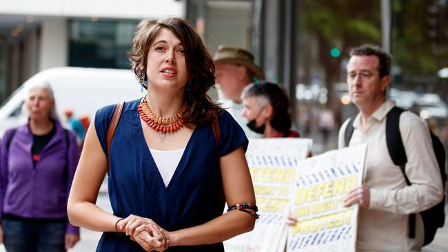 Deanna “Violet” Coco was supported by protesters outside Sydney's Downing Centre Local Court on December 2. Picture: NCA NewsWire / Nikki Short