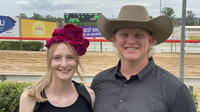 Georgia Walker and Cooper Burke at the Gympie races on Saturday November 25, 2023.