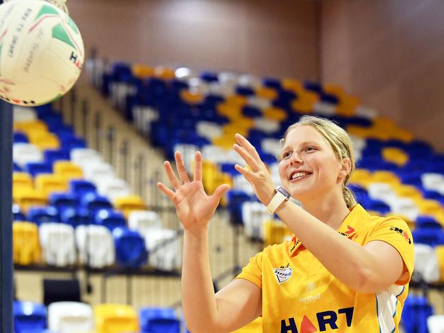 NETBALL: USC Thunder talents, Sarapheinna Woulf, Annie lawrie (pictured) and Sarah Harris, selected in Netball Australia excellence squads for respective age groups. Photo Patrick Woods / Sunshine Coast Daily.