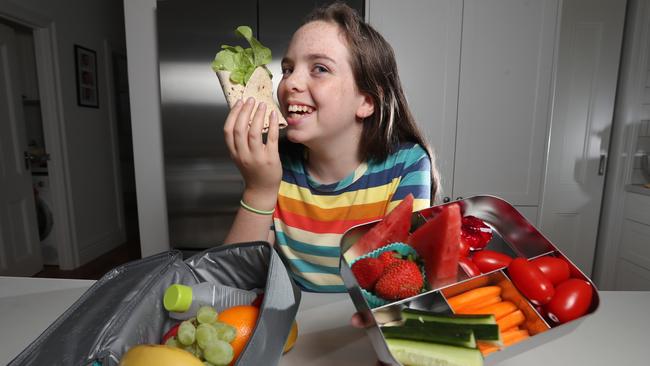 Izzie’s school lunch box is packed with healthy options. Picture: Alex Coppel