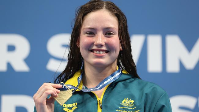 Rackley Centenary’s Bronte Job and her gold medal. (Photo by Ian MacNicol/Getty Images)