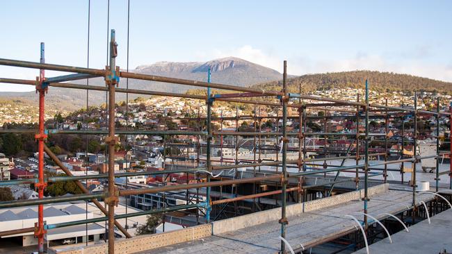 A view from top of the new $65 million Novotel on Macquarie Street in Hobart CBD. Picture: Linda Higginson.