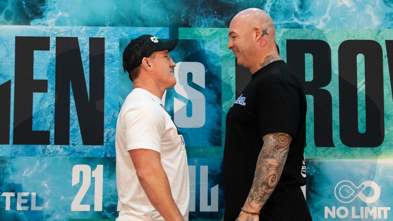 Paul Gallen and Lucas Browne face off ahead of Wednesday’s fight. Photo: Narelle Spangher, TSE