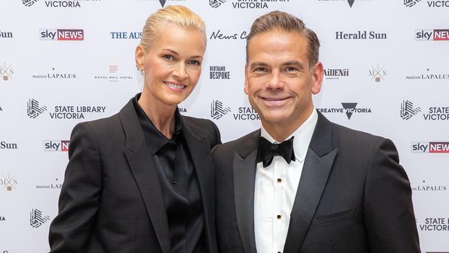 Sarah and Lachlan Murdoch. Picture: Jason Edwards