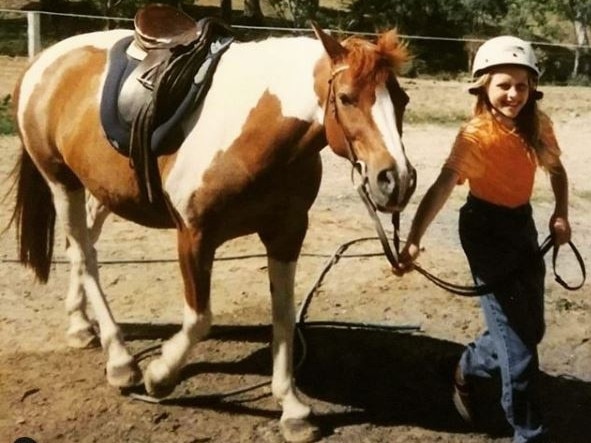 Actress Teresa Palmer’s Instagram post. “Me and old mate Tigi from Templewood riding school in Adelaide circa 1995’ish. I rode him every Saturday as a young girl.”