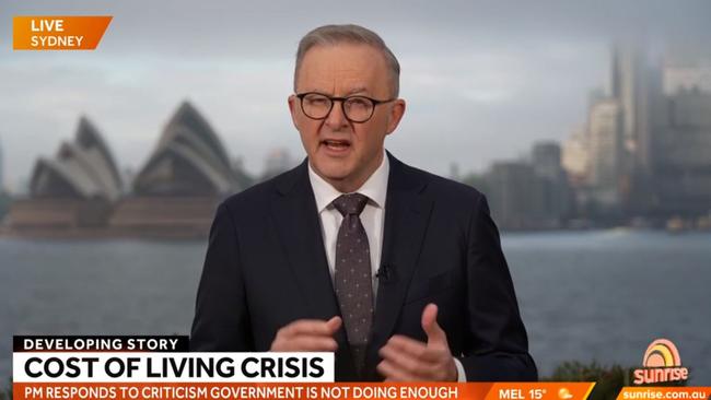 During a media blitz of breakfast television this morning, Anthony Albanese was grilled over rising interest rates. Picture: Seven