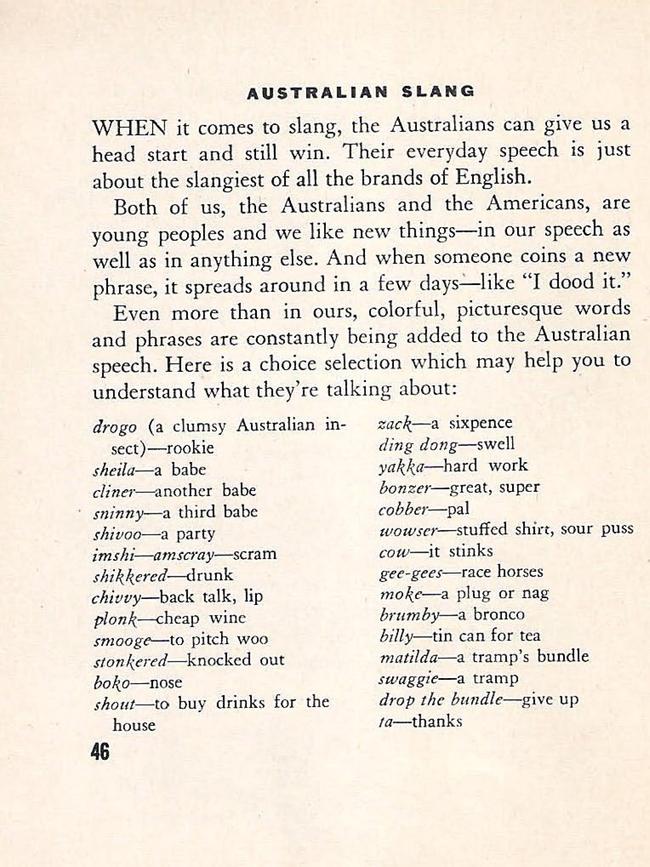 The US Army’s take on Australian slang.