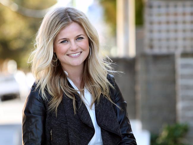 Pictured in Coogee is Georgia Harley who started AustraliaÕs first bespoke care package business Caring Canary after her dad was diagnosed with cancer and given a year to live. The packages are designed to brighten the day of cancer sufferers. Picture: Richard Dobson