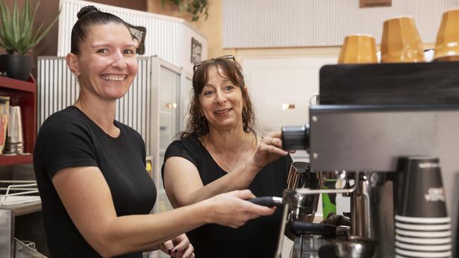 Abby Bennett and Liz Attard at the City Plaza Expresso Cafe in Whyalla. Picture: Simon Cross