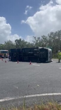 Truck rollover at Boonooroo Plains