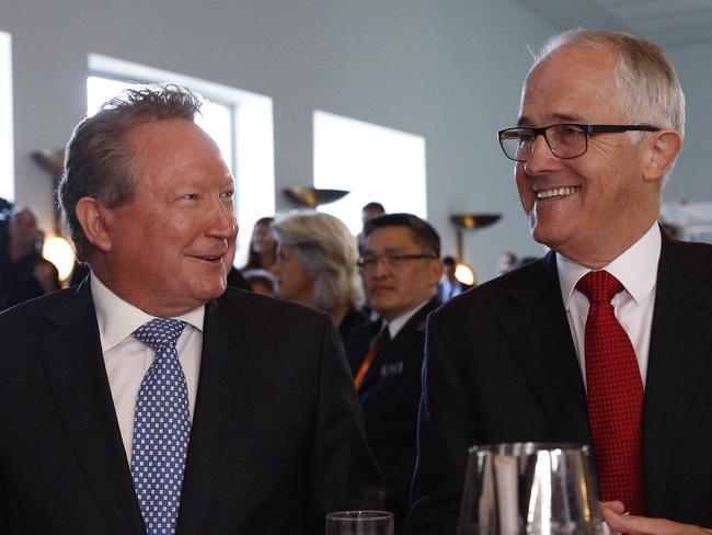 Influential … Andrew ‘Twiggy’ Forrest with Prime Minister Malcolm Turnbull. Picture: Gary Ramage