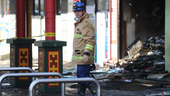 Some of the damage caused to Chinatown shops by the fire. Picture: Tait Schmaal