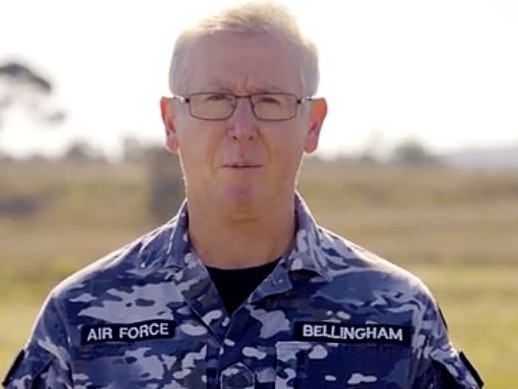 Air Commodore Stuart Bellingham is seen in this still from a video. Picture: @TalismanSabre/Instagram