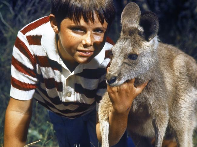 Actor Gary Pankhurst with Skippy in a scene from the popular TV series. Picture: Supplied